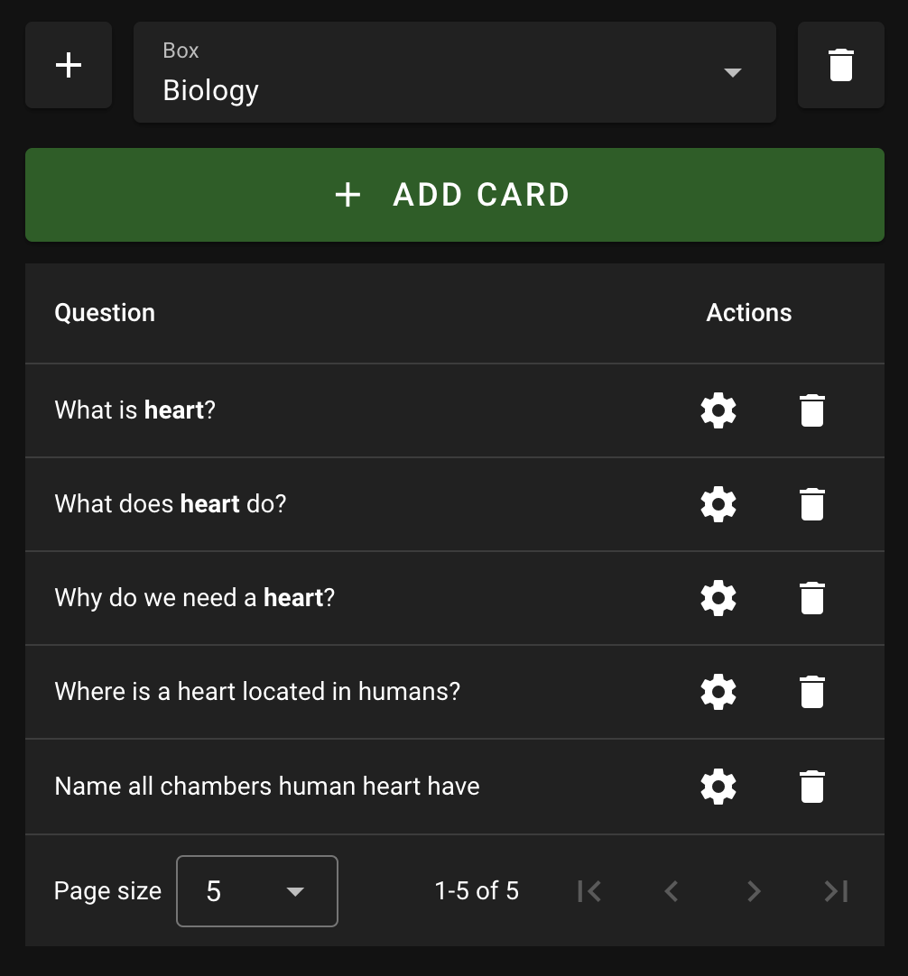 Material management example